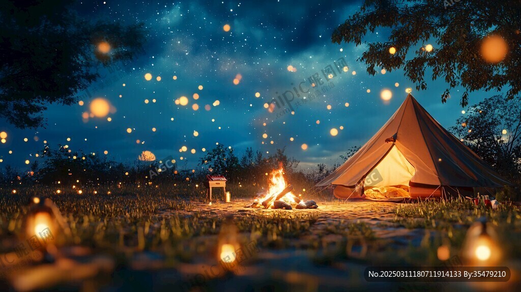 夜幕下的宁静营地