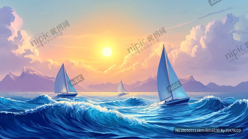 日落下的帆船之旅