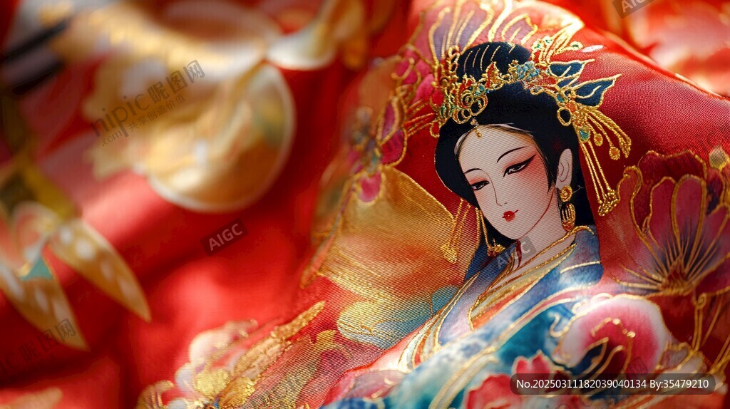 红衣女子图案