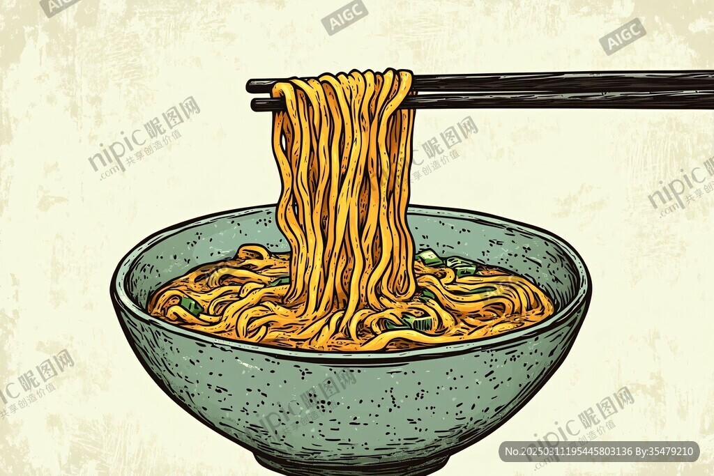 美味拉面 筷子夹起 碗里盛满