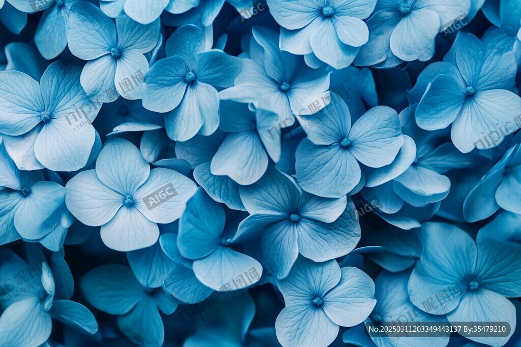 蓝色绣球花的微观世界