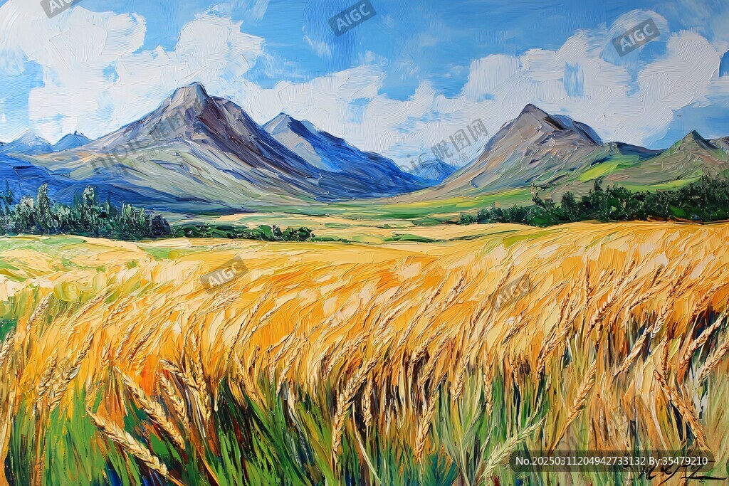 麦田与山脉的风景