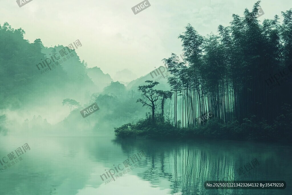 碧波荡漾 竹影婆娑