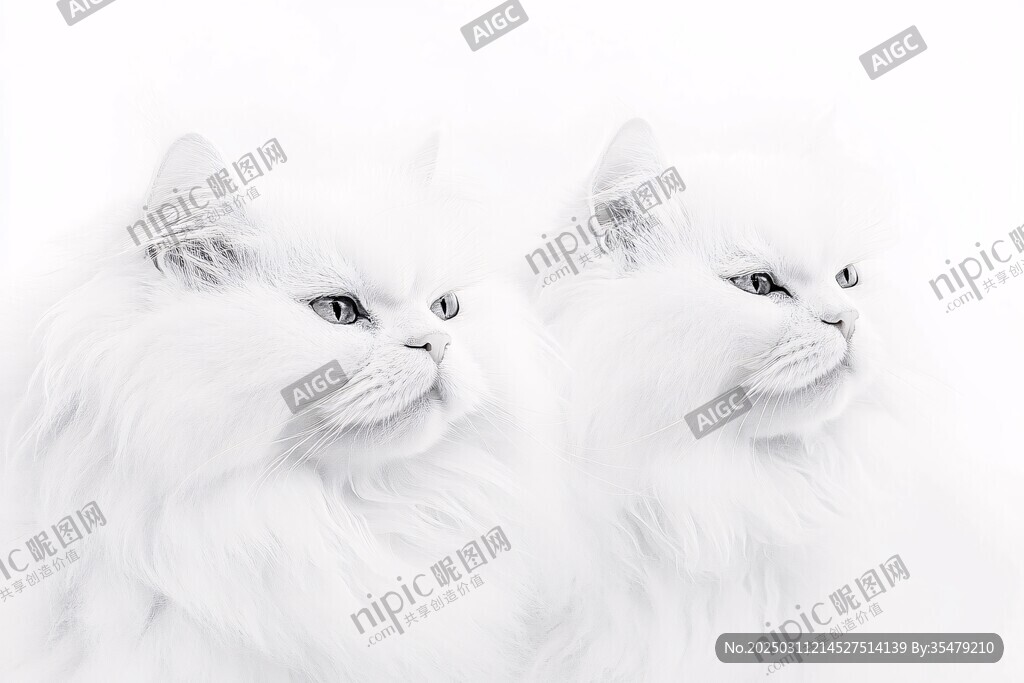 白色双猫肖像