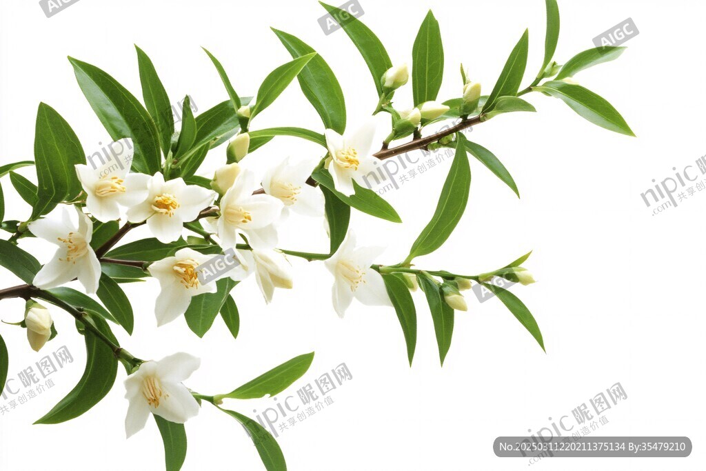 白花绿叶自然风光