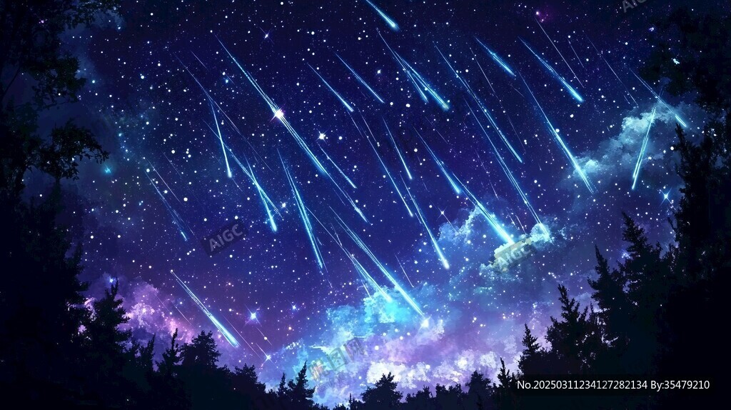 流星雨下的宁静夜晚