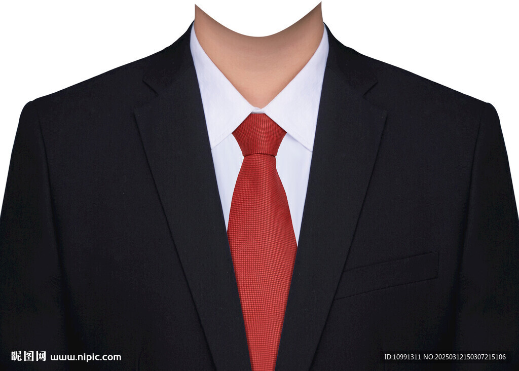 男人红色领带西装西服衣服素材