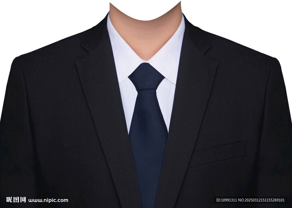 男人黑西装深蓝色领带衣服素材