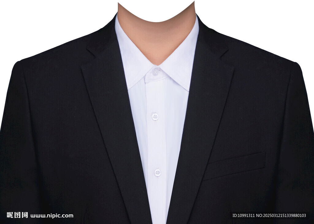 没有领带黑西装白衬衫男士衣服素