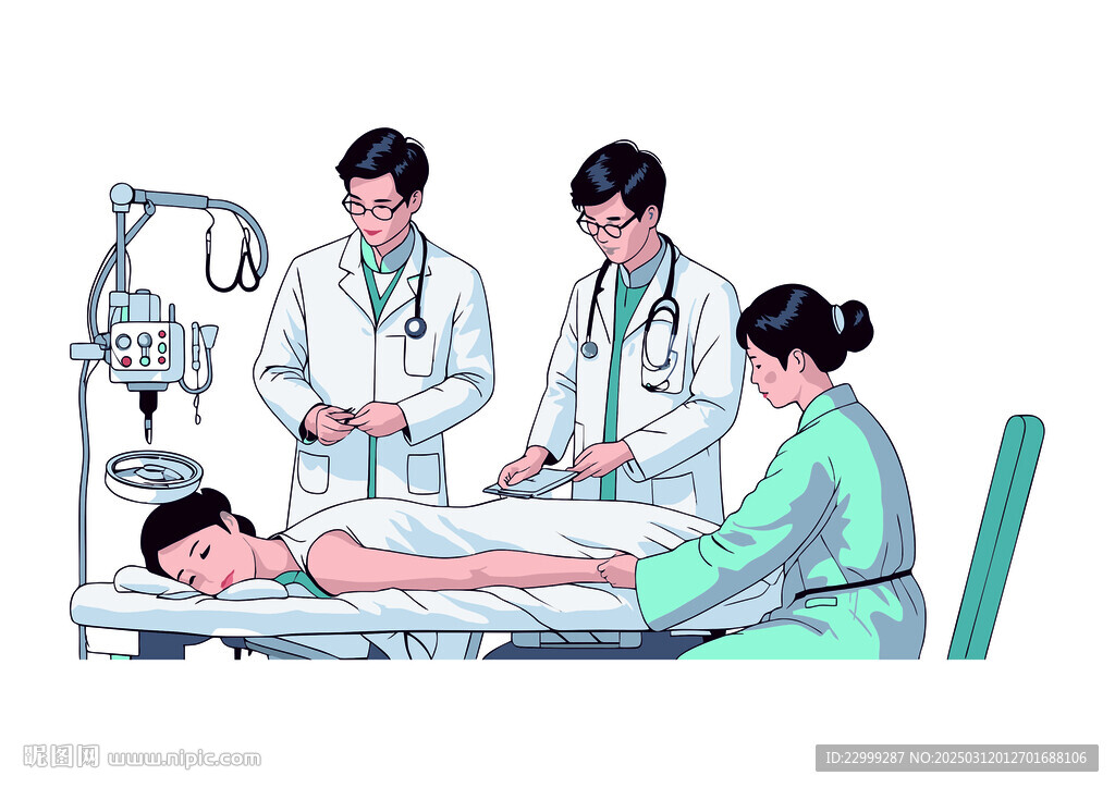 医院场景医生矢量手绘图