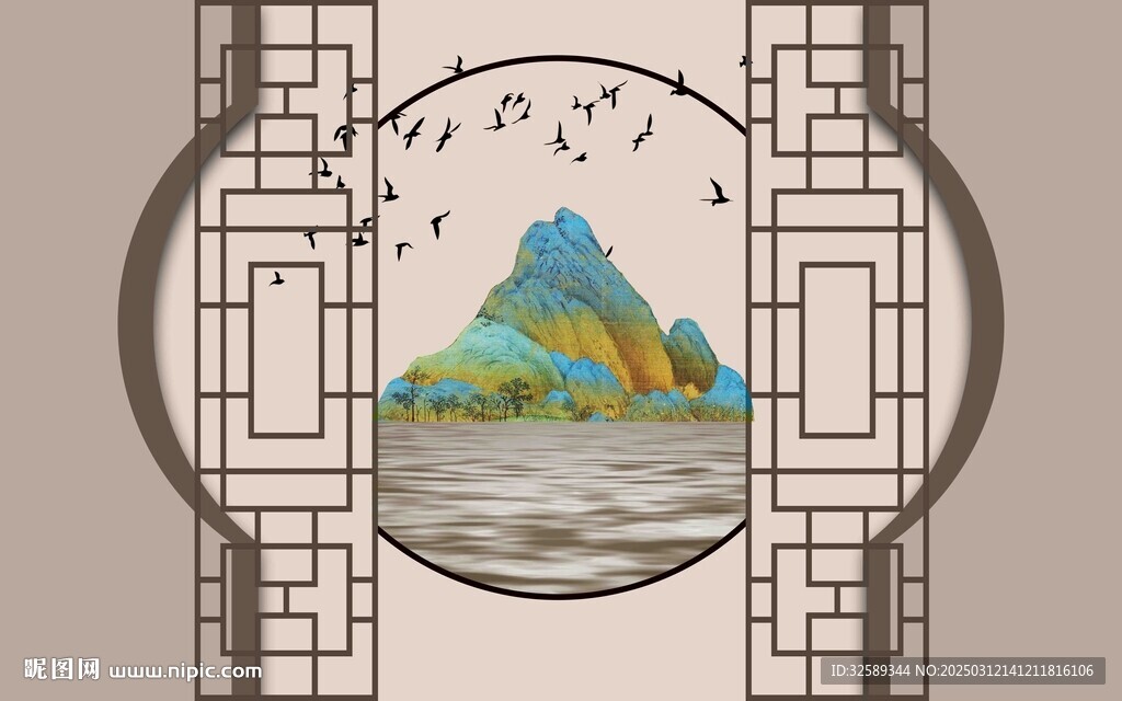 新中式背景墙  