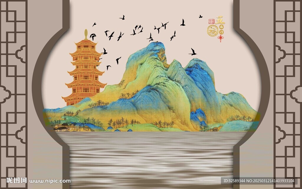 新中式背景墙 