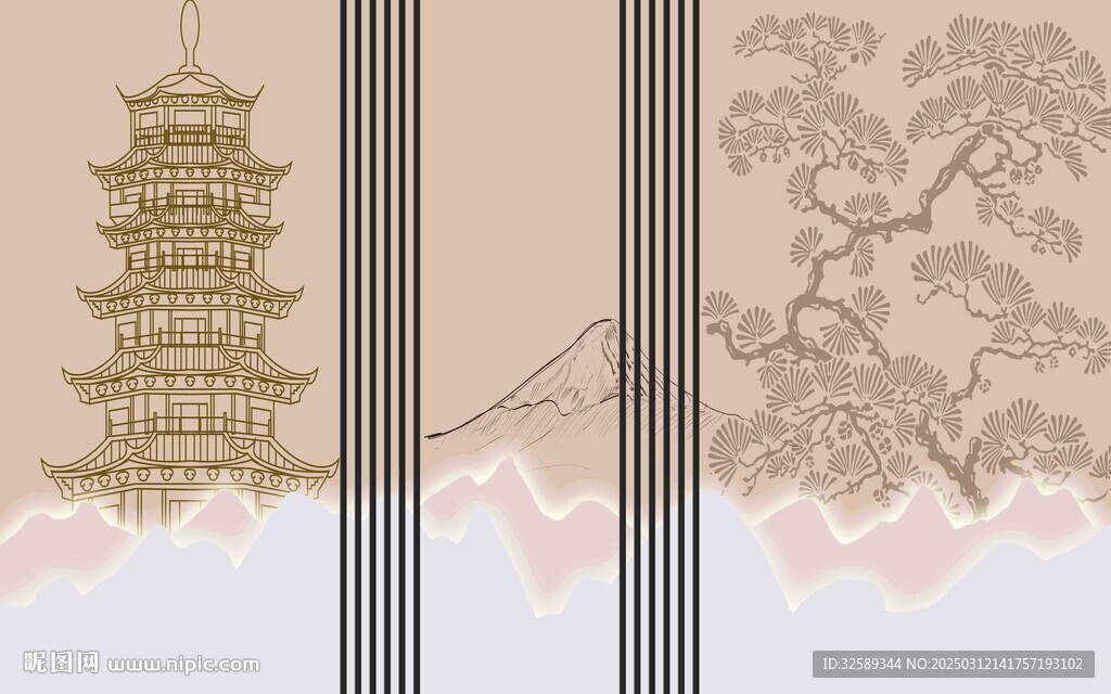 新中式背景墙  