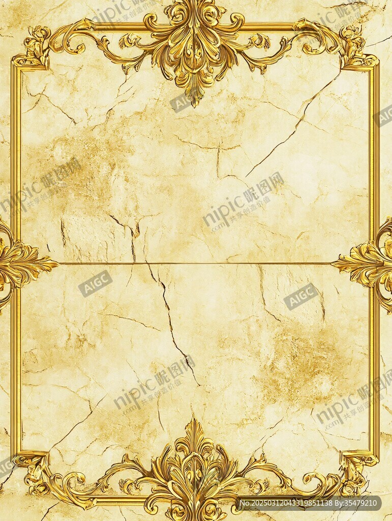 金色巴洛克风格边框纹理背景