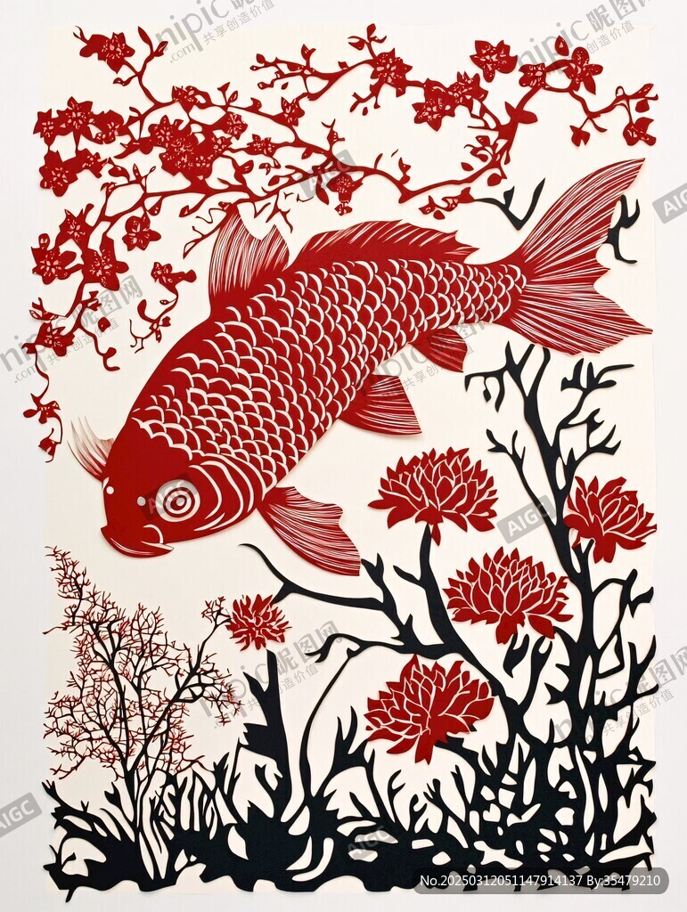 红色剪纸艺术作品