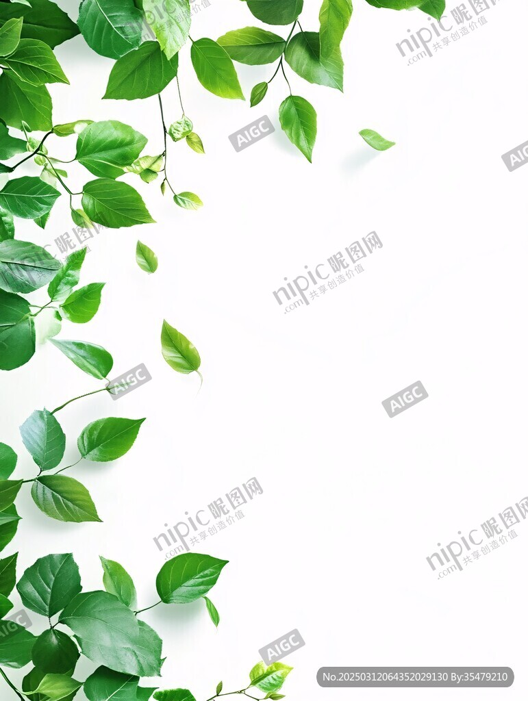 绿色叶子白色背景