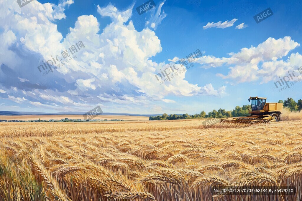 收割季节的麦田风景