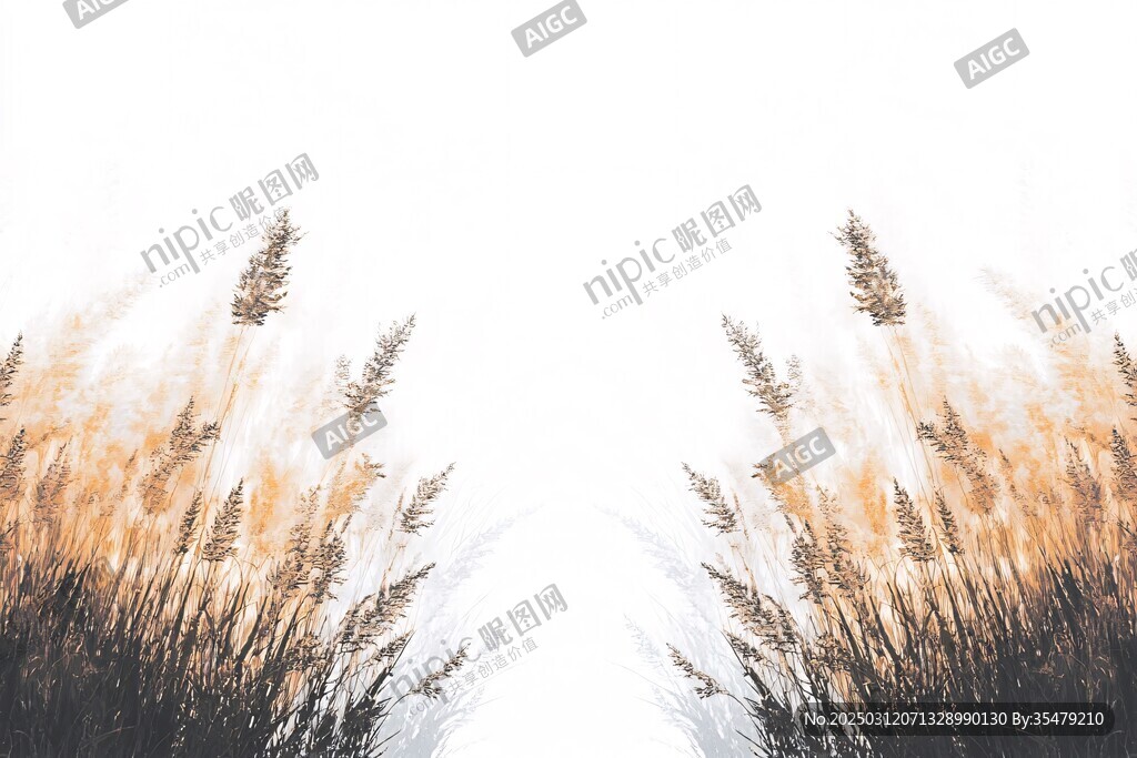 白色背景上的对称性草丛