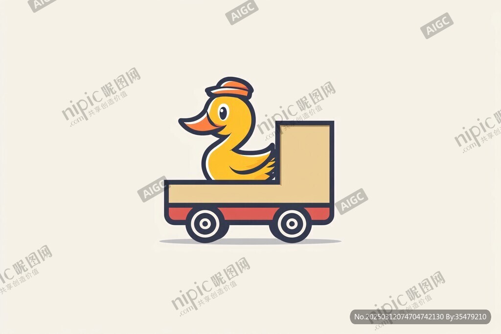 玩具卡车上的快乐鸭子