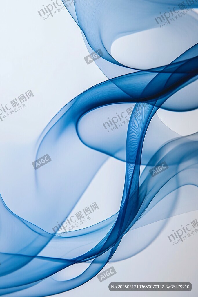 流动的蓝色烟雾抽象画