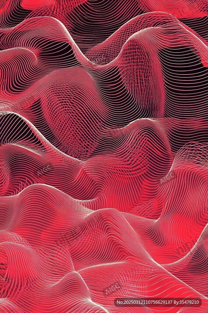 抽象的红色波浪线图案