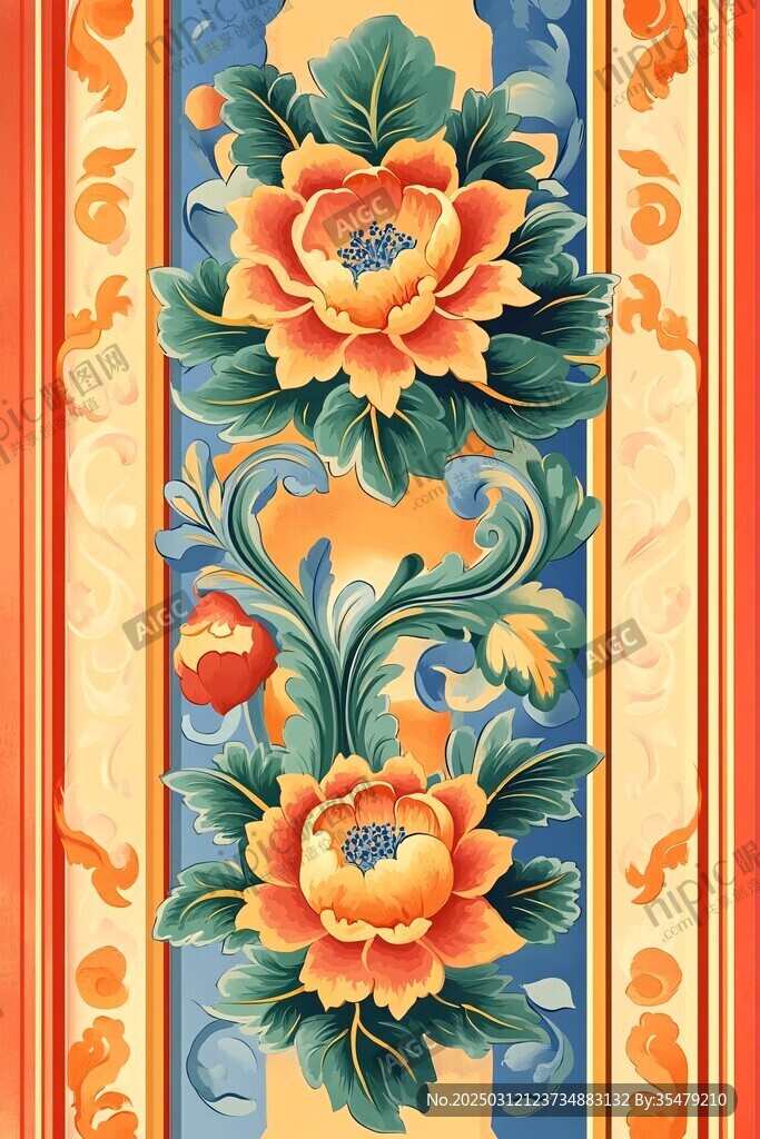 彩绘花卉图案