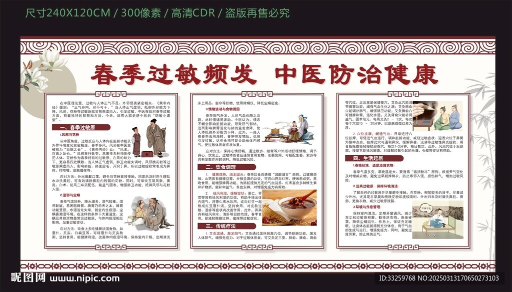 春季过敏频发中医防治健康宣传栏