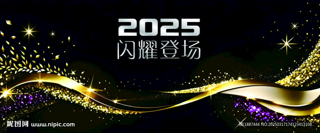 2025闪耀黑金流线弧背景