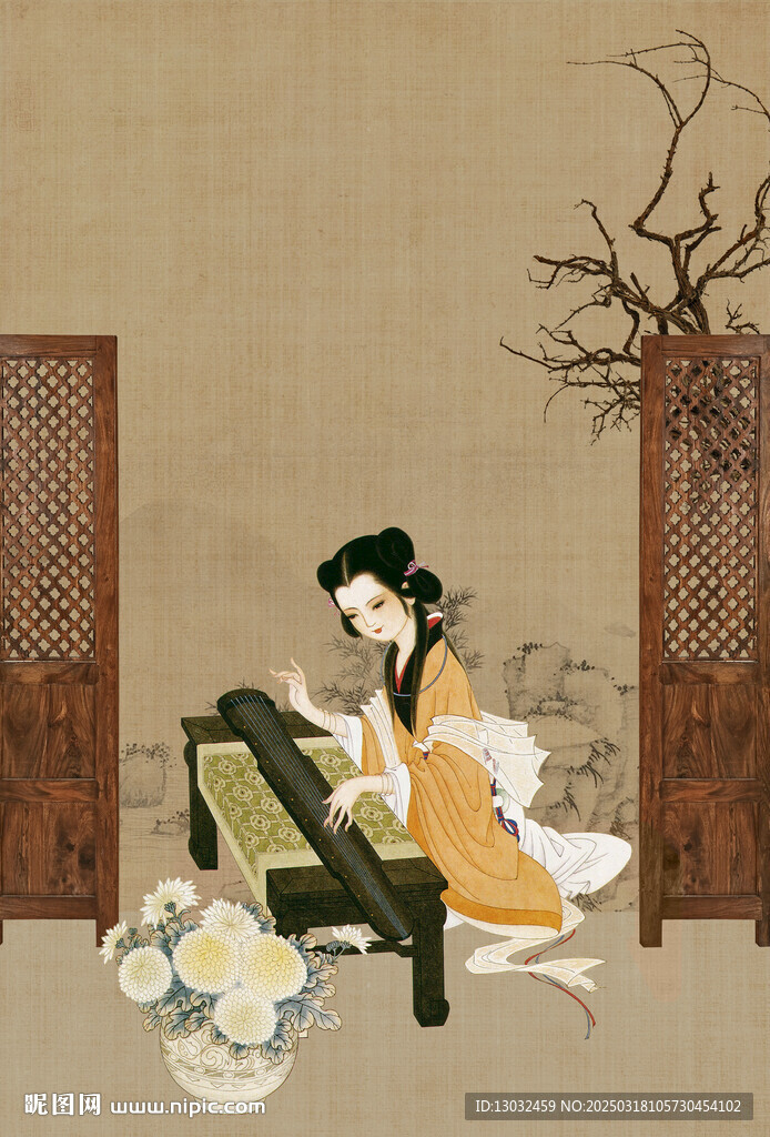 美女古琴