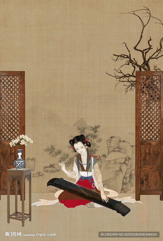 美女古琴