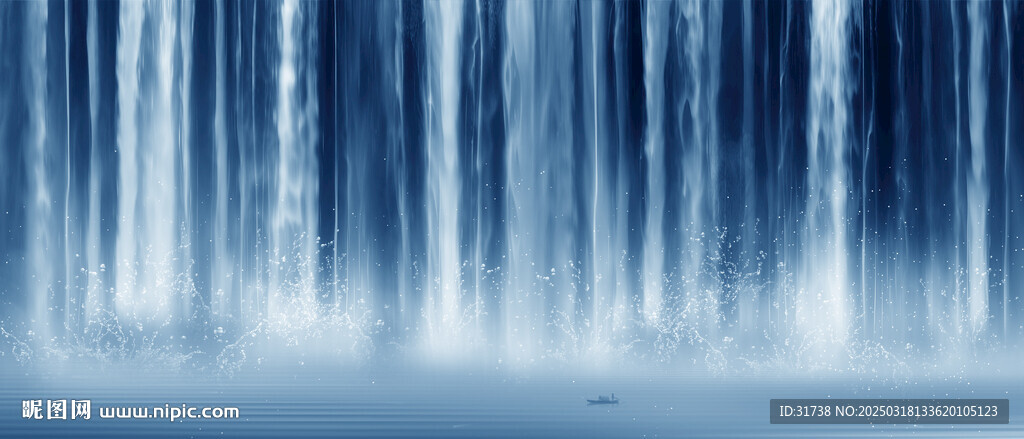 流水生财山水画