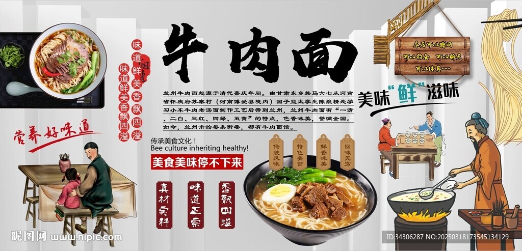 牛肉面背景墙