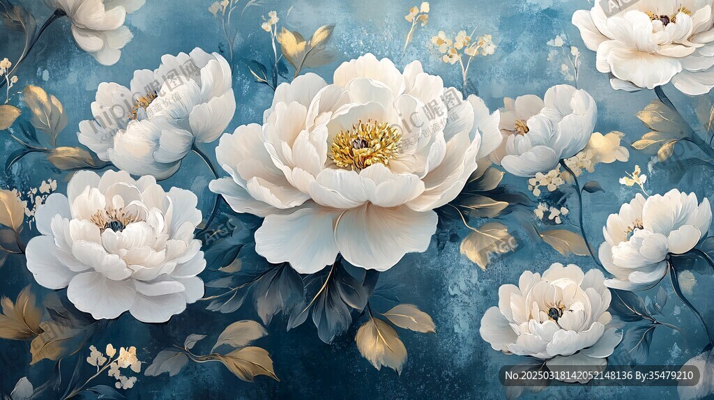 白花蓝底