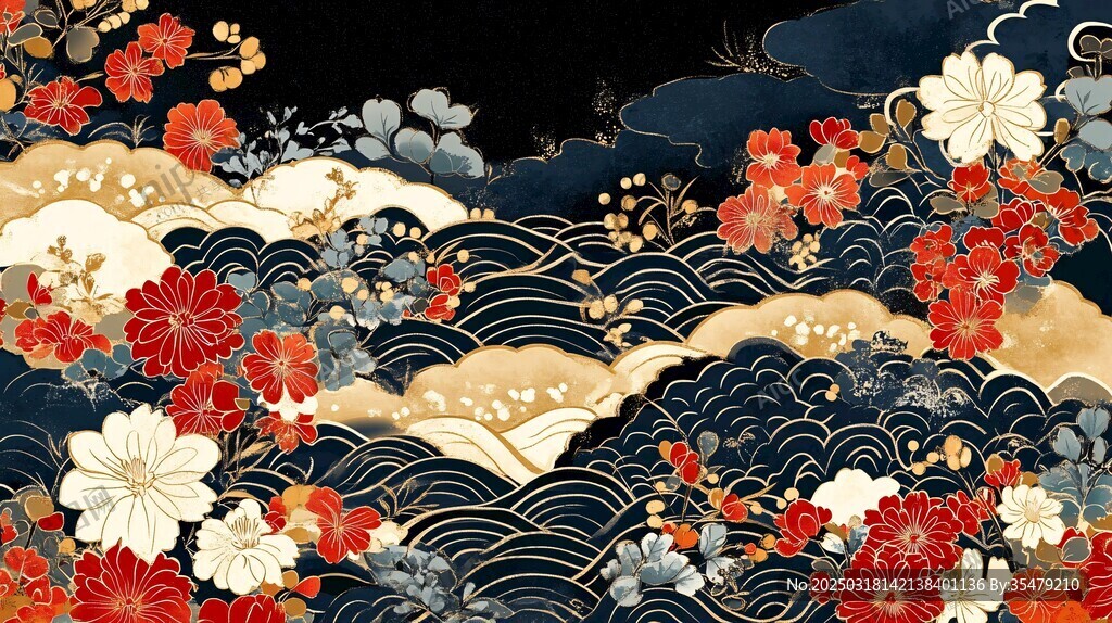 云海花卉图案