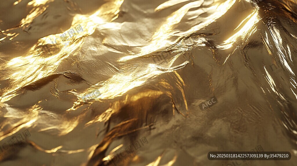 金色皱褶金属纹理