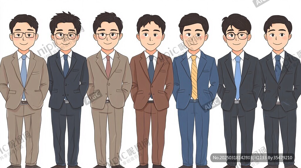 七位商务人士的形象