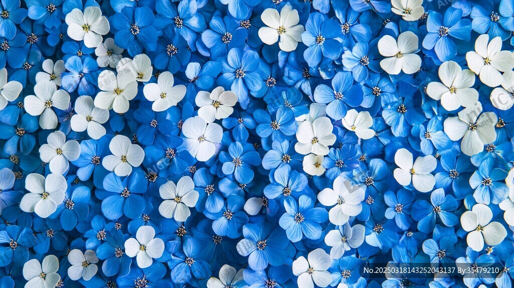 蓝白花海