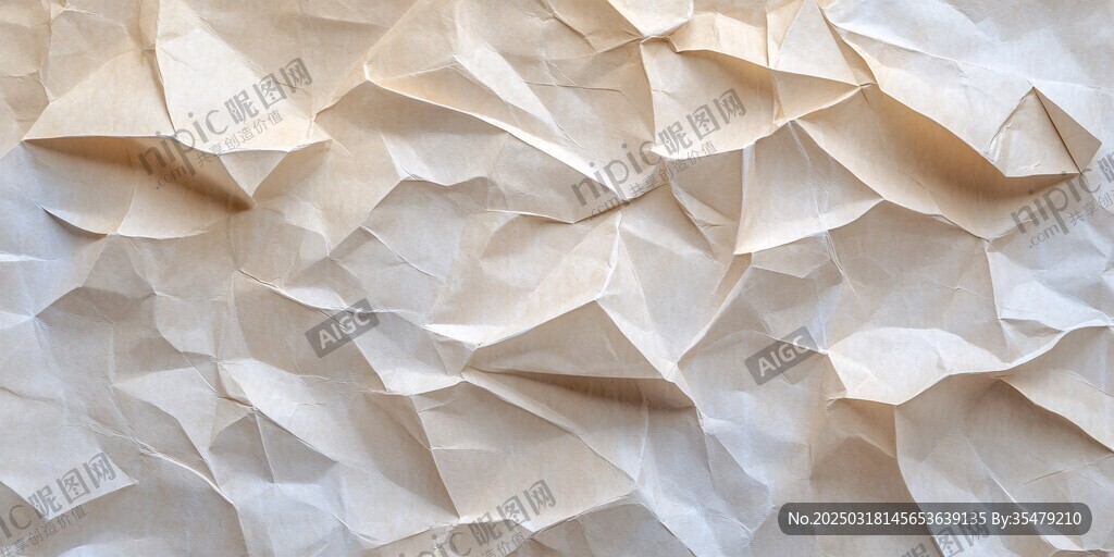 皱褶的米白色纸张纹理