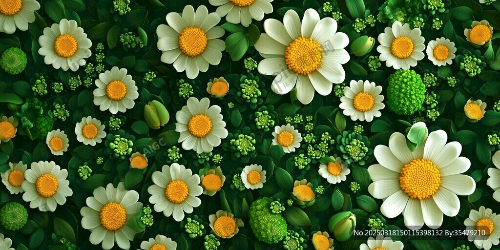 绿色雏菊的盛宴