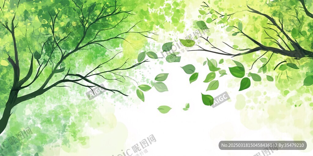 春风吹过的绿色森林