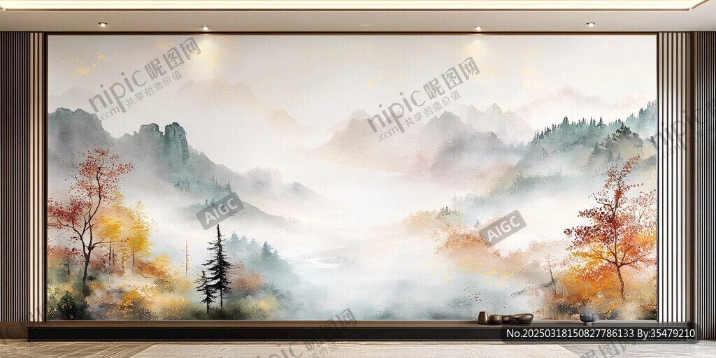 山水画风景壁画