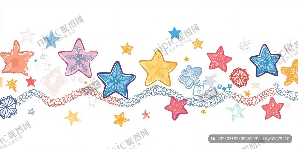 五彩缤纷的星星和花朵的奇妙之旅