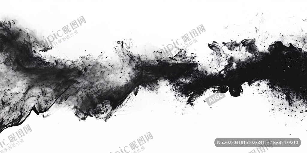 抽象黑白烟雾画