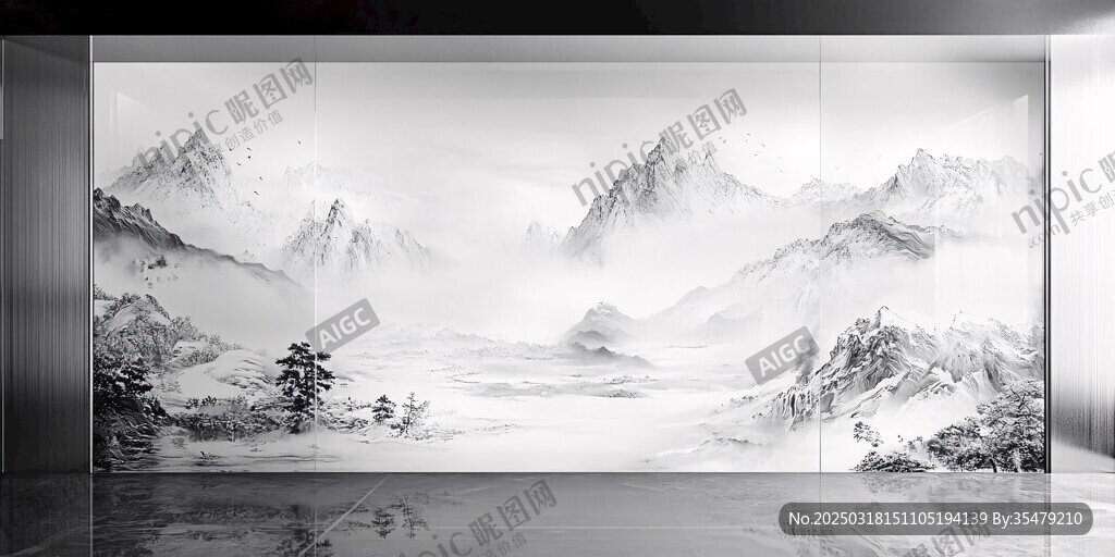 单色山水画