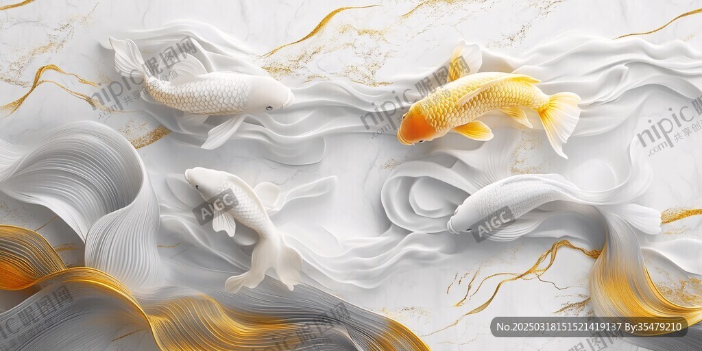 金鲤在白玉之上