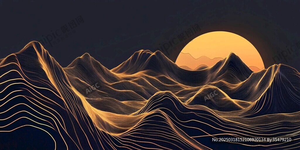 抽象线条风景画