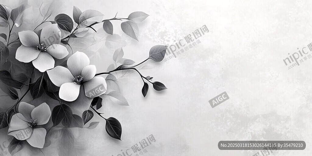 黑白花卉艺术