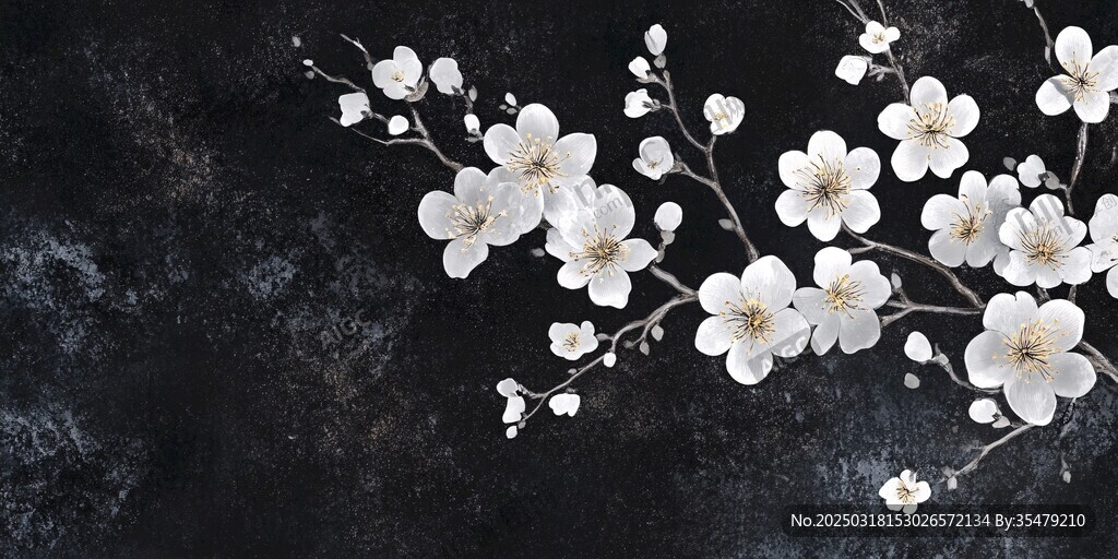 黑白梅花画