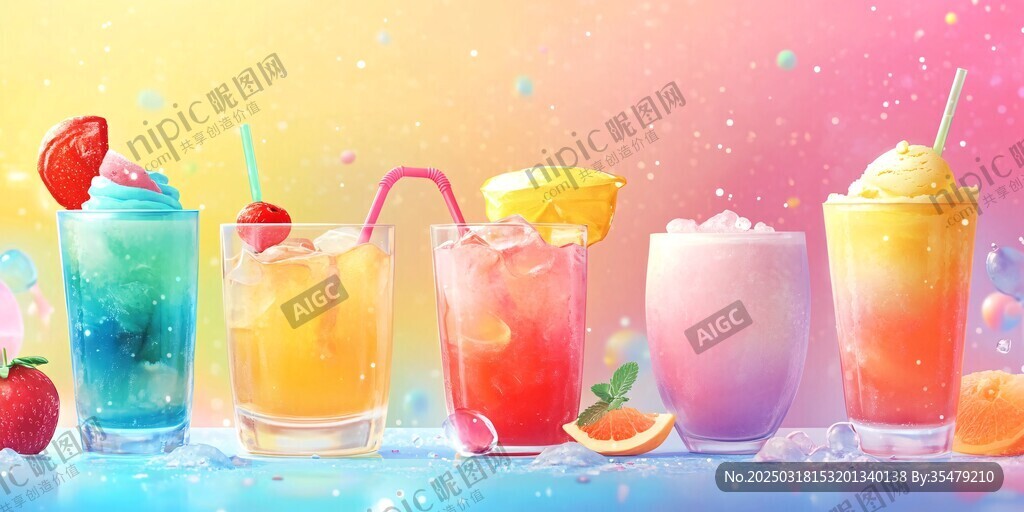 五彩缤纷的夏日饮品