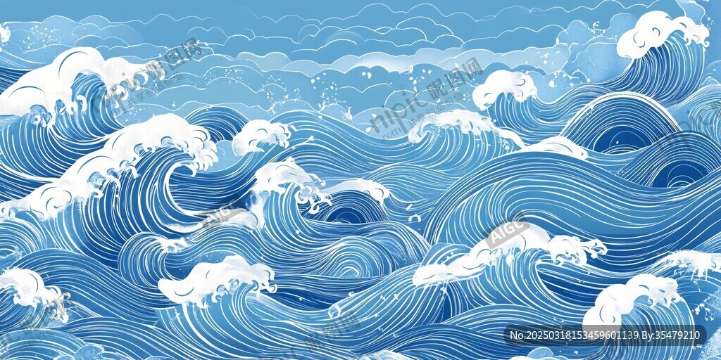 波涛汹涌的海洋风情